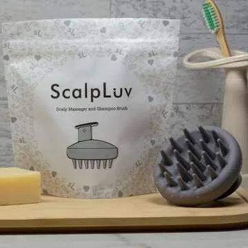 scalpluv | Scalp Massager Hair Brush, 3 in 1 Hair Massager, Exfoliator, Promotes Hair Growth, Dandruff Treatment, Waterproof Shower Scalp Scrubber with Soft Bristles, Shampoo Scrubber (Gray)