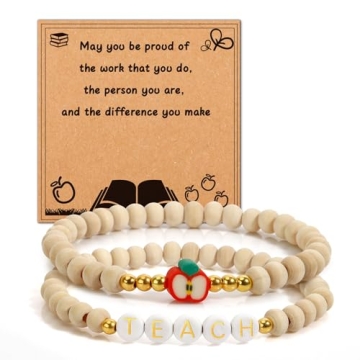 DUIOQ Teacher Appreciation Bracelet Hand-Polished Beads Gift