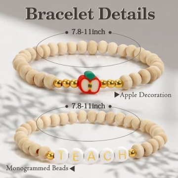 DUIOQ Teacher Appreciation Bracelet Hand-Polished Beads Gift