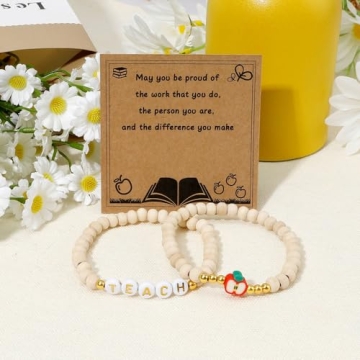 DUIOQ Teacher Appreciation Bracelet Hand-Polished Beads Gift