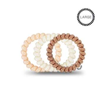 TELETIES - Large Spiral Hair Coils - Ponytail Holder Hair Ties for Women - Phone Cord Hair Ties - St...