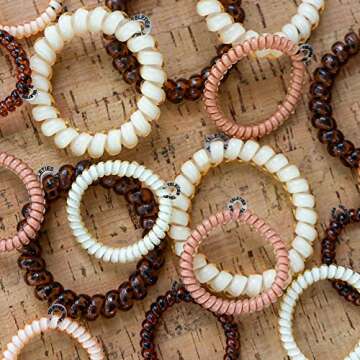 TELETIES - Large Spiral Hair Coils - Ponytail Holder Hair Ties for Women - Phone Cord Hair Ties - Strong Grip, No Rip, Water Resistant, No Crease Hair Tie Coils - 3 pack (For the Love of Nudes)