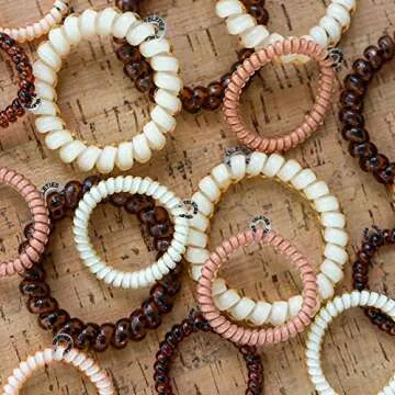 TELETIES - Large Spiral Hair Coils - Ponytail Holder Hair Ties for Women - Phone Cord Hair Ties - Strong Grip, No Rip, Water Resistant, No Crease Hair Tie Coils - 3 pack (For the Love of Nudes)