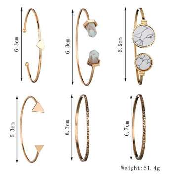 yunanwa 5 PACK (23pcs) Multiple Layered Stackable Open Cuff Wrap Bangle Bracelet Jewelry Adjustable for Women Wholesales Set Assorted