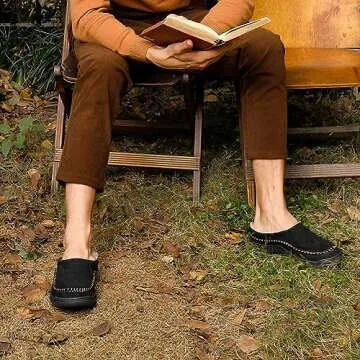 Zigzagger Men's Slip On Slippers Black Comfort in Style