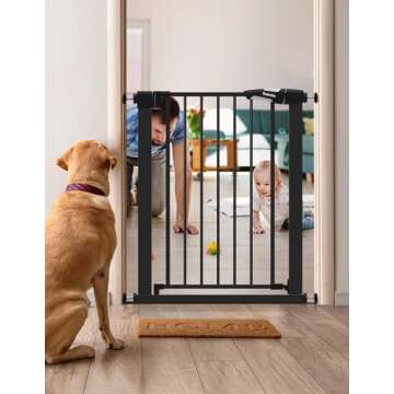 BABELIO 26-28.5 Inch Narrow Easy Install Baby Gate, Auto-Close Pet Gate for Small Stairs and Doorway...