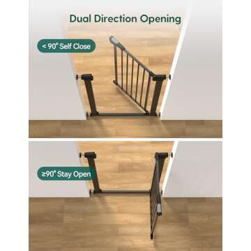 BABELIO 26-28.5 Inch Narrow Easy Install Baby Gate, Auto-Close Pet Gate for Small Stairs and Doorways, NO Drilling Pressure Mounted, NO Extensions, Black