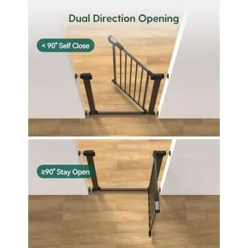BABELIO 26-28.5 Inch Narrow Easy Install Baby Gate, Auto-Close Pet Gate for Small Stairs and Doorways, NO Drilling Pressure Mounted, NO Extensions, Black