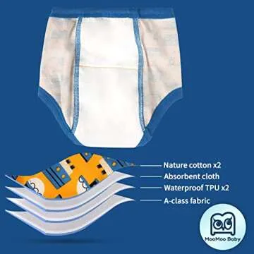 MooMoo Baby 8 Packs Toddler Training Pants for Boys & Girls