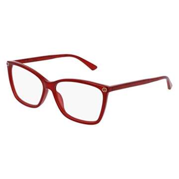 Gucci 0025O Optical Frame 004 Red 56 mm - Luxury Women's Eyewear