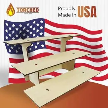 3-Tier Straight Wooden Retail Table Display Stand with Shelves - Portable | 3 Step Straight Display ...