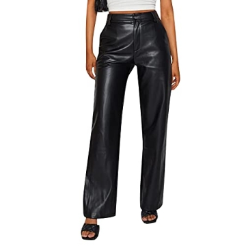 Stylish Faux Leather Pants for Women High Waist Trousers