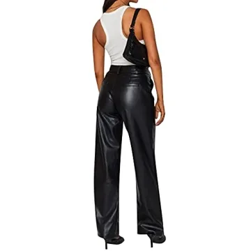 Stylish Faux Leather Pants for Women High Waist Trousers