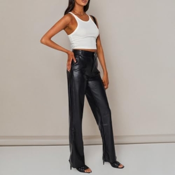 Stylish Faux Leather Pants for Women High Waist Trousers