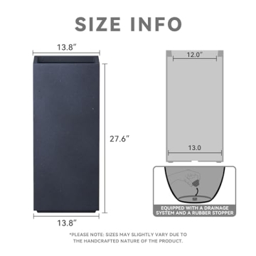 Kante 27.6" Tall Concrete Planter with Drainage for Indoor Outdoor