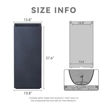 Kante 27.6" Tall Concrete Planter with Drainage for Indoor Outdoor