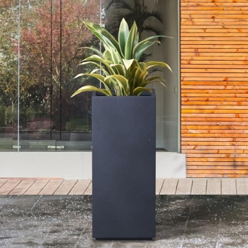 Kante 27.6" Tall Concrete Planter with Drainage for Indoor Outdoor