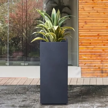 Kante 27.6" Tall Concrete Planter with Drainage for Indoor Outdoor