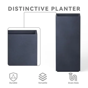 Kante 27.6" Tall Concrete Planter with Drainage for Indoor Outdoor