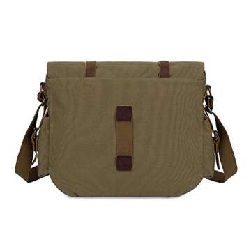 JONON Vintage Military Men Canvas Messenger Bag for 13.3-17" Laptop (Size 17.3", Green)