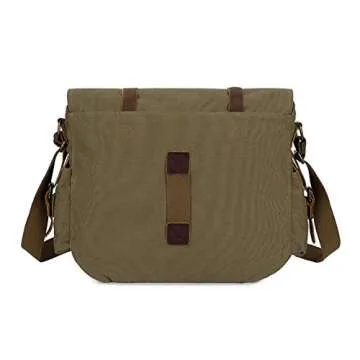 JONON Vintage Military Men Canvas Messenger Bag for 13.3-17" Laptop (Size 17.3", Green)