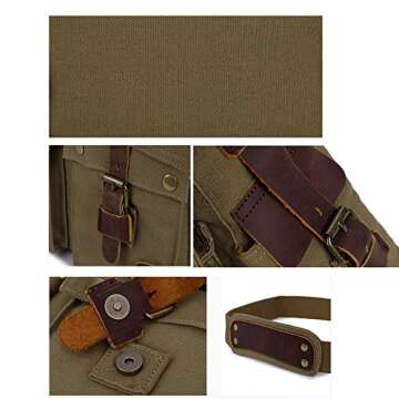 JONON Vintage Military Men Canvas Messenger Bag for 13.3-17" Laptop (Size 17.3", Green)