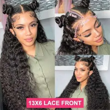Odored 30 Inch Deep Wave Lace Front Wigs Human Hair 13x6 HD Transparent Deep Curly Lace Frontal Wigs Human Hair 180% Density Glueless Wigs Human Hair pre Plucked with Baby Hair Natural Color