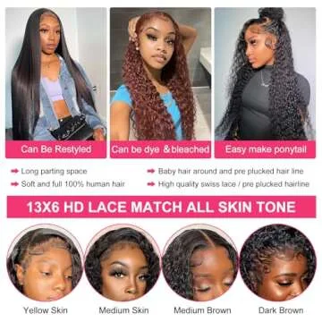 Odored 30 Inch Deep Wave Lace Front Wigs Human Hair 13x6 HD Transparent Deep Curly Lace Frontal Wigs Human Hair 180% Density Glueless Wigs Human Hair pre Plucked with Baby Hair Natural Color