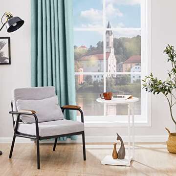 WOHOMO Side Table Living Room, Small End Table for Small Space, 25.6" C Shaped Tall Slide Under Couch Tables, Slim End Table with 15" Round Cute Look for Living Room, Bedroom, White