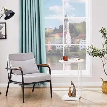 WOHOMO Side Table Living Room, Small End Table for Small Space, 25.6" C Shaped Tall Slide Under Couch Tables, Slim End Table with 15" Round Cute Look for Living Room, Bedroom, White