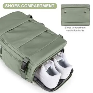 coofay Travel Backpack For Women Men Airline Approved Carry On Backpack Flight Approved Waterproof Sports Luggage Backpack Casual Daypack Small Hiking Backpack Grey Green