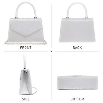 Dasein Women's Evening Bag Party Clutches Wedding Purses Cocktail Prom Handbags with Frosted Glittering (Rhinestone-white)