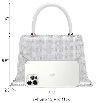 Dasein Women's Evening Bag Party Clutches Wedding Purses Cocktail Prom Handbags with Frosted Glittering (Rhinestone-white)
