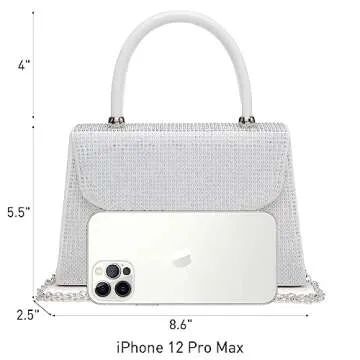 Dasein Women's Evening Bag Party Clutches Wedding Purses Cocktail Prom Handbags with Frosted Glittering (Rhinestone-white)