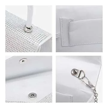 Dasein Women's Evening Bag Party Clutches Wedding Purses Cocktail Prom Handbags with Frosted Glittering (Rhinestone-white)