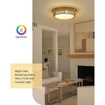 Boho Light Fixtures Ceiling 16W LED, HWH 13'' Woven Rattan Flush Mount Ceiling Light, Handwoven Twine Cage Light Fixtures Ceiling Mount 3000K/4000K/5000K, 5HYS78F-LED ORB