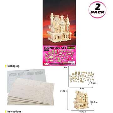 Fantasy Furniture Set & Villa Wooden Puzzles Bundle for All Ages
