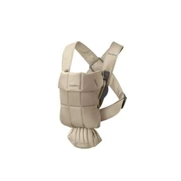 BabyBjörn Baby Carrier Mini, Beige, Woven | Newborn Carrier (7-25 lbs), Ergonomic, Easy-to-Use
