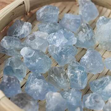 Apengshi 1/2 lb（230g) Natural Celestite About 0.59-1.18in Healing Crystal Tumbled Rough Stone Chakra Raw Stone Meditation Reiki Collection