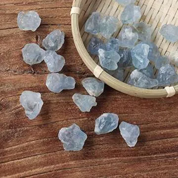 Apengshi 1/2 lb（230g) Natural Celestite About 0.59-1.18in Healing Crystal Tumbled Rough Stone Chakra Raw Stone Meditation Reiki Collection