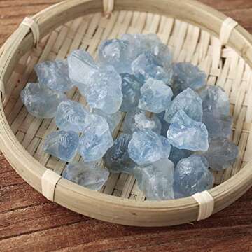 Apengshi 1/2 lb（230g) Natural Celestite About 0.59-1.18in Healing Crystal Tumbled Rough Stone Chakra Raw Stone Meditation Reiki Collection