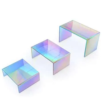X-FLOAT Rainbow Iridescent Acrylic Display Risers (Set of 6)