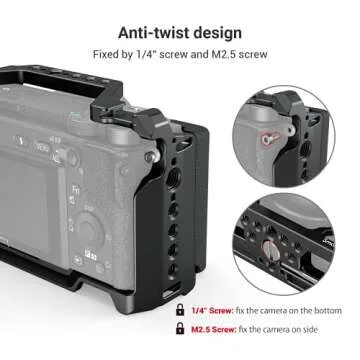 Bundle: SmallRig Cage with Silicone Handgrip for Sony A6100, A6300 and A6400 and SmallRig NP-FW50 Camera Battery and Charger Set