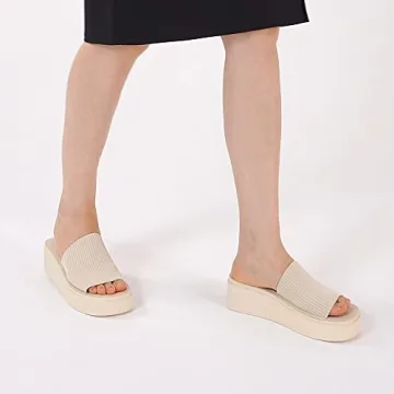 Athlefit Women's Slip On Comfort Platform Sandals