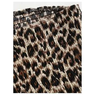 GORGLITTER Women's Summer 2 Piece Outfits Y2k Crop Tube Tops Cheetah Print Skirt Set Mini Skirts Beach Sets Black and Brown X-Small