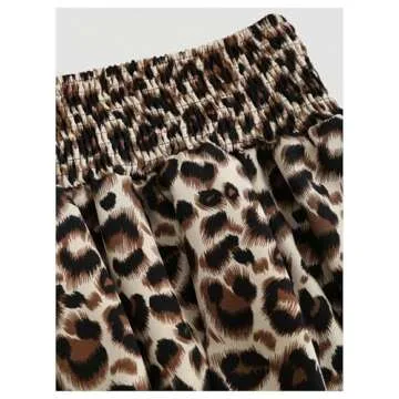 GORGLITTER Women's Summer 2 Piece Outfits Y2k Crop Tube Tops Cheetah Print Skirt Set Mini Skirts Beach Sets Black and Brown X-Small