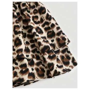 GORGLITTER Women's Summer 2 Piece Outfits Y2k Crop Tube Tops Cheetah Print Skirt Set Mini Skirts Beach Sets Black and Brown X-Small