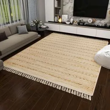 Eco Crave Jute Area Rug - 9X12 ft Natural Rug - Rustic Vintage Beige Braided Rectangular Rugs for Bedroom - Living Room - Farmhouse (0.5 inch Thickness)