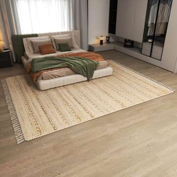 Eco Crave Jute Area Rug - 9X12 ft Natural Rug - Rustic Vintage Beige Braided Rectangular Rugs for Bedroom - Living Room - Farmhouse (0.5 inch Thickness)