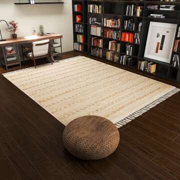 Eco Crave Jute Area Rug - 9X12 ft Natural Rug - Rustic Vintage Beige Braided Rectangular Rugs for Bedroom - Living Room - Farmhouse (0.5 inch Thickness)